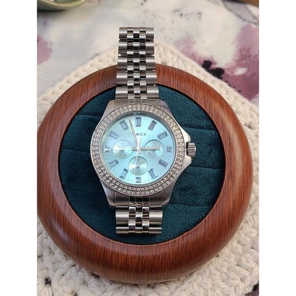 Timex Kaia Ladies Watch Blue Dial Crystal Bezel TW2V79600 Stainless Steel - Picture 1 of 7